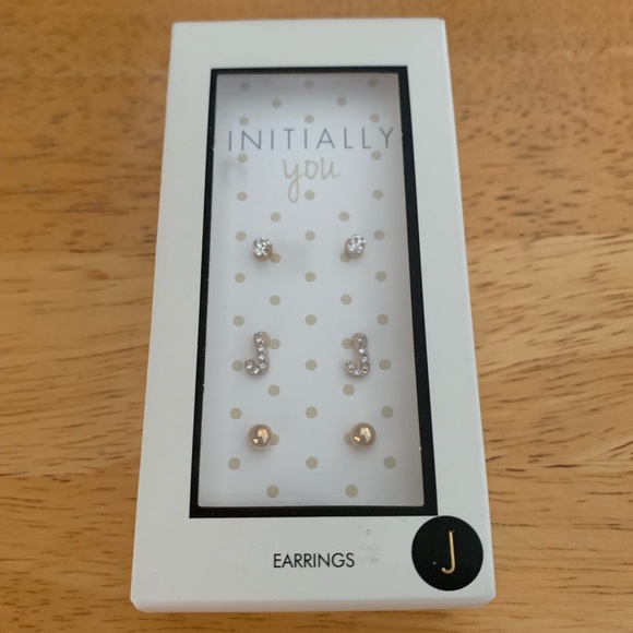 🎁Set of 3 Pair Earrings Initial “J” Boxed Gift - Picture 1 of 2